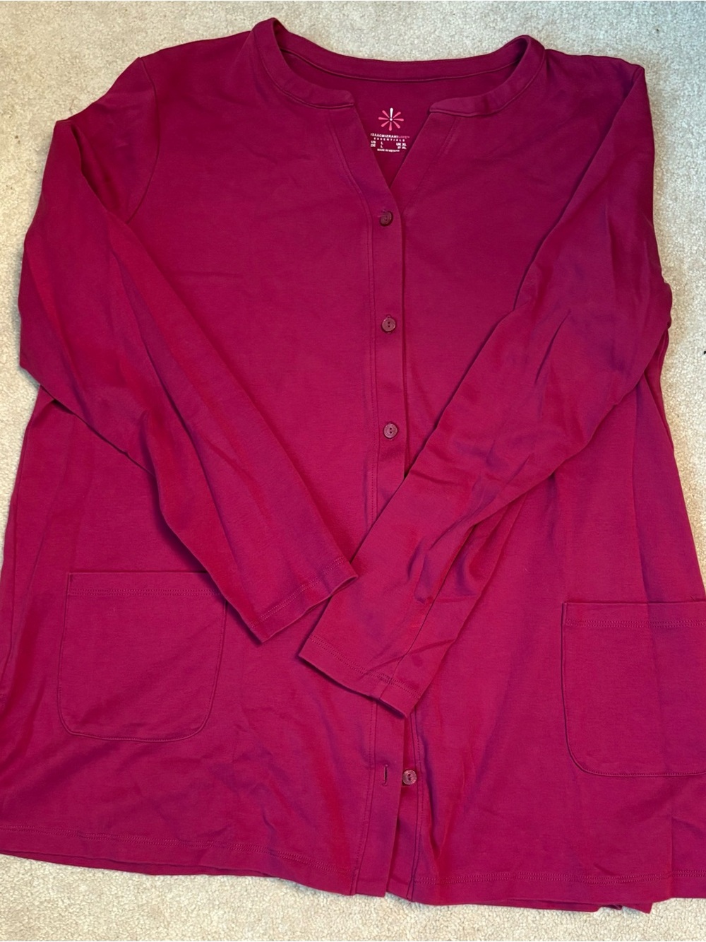 Isaac Mizrahi Magenta Button-Front Cardigan
